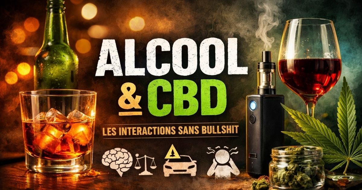 Illustration alcool et CBD interactions effets du mélange CBD et alcool