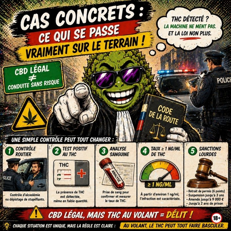 illustration cas concrets cbd conduite controle routier test thc delit france