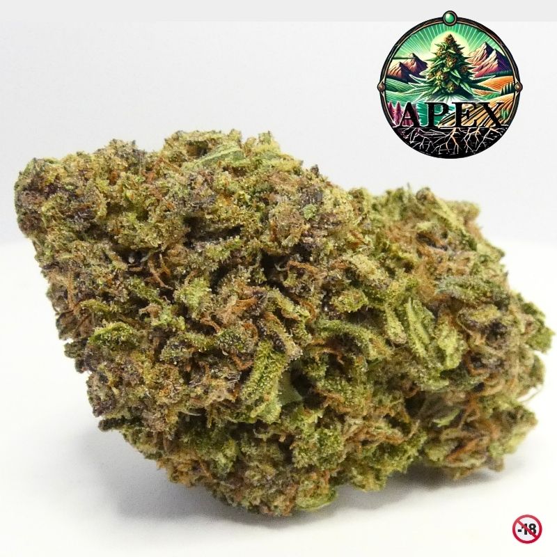 demi glaze cbd outdoor apex cbd fleur résineuse pistils orange trichomes gros plan