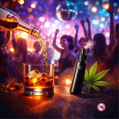 Soirée festive alcool et CBD ambiance fête vigilance réduite consommation non maîtrisée
