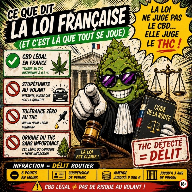 illustration loi française cbd conduite thc délit routier tolérance zéro