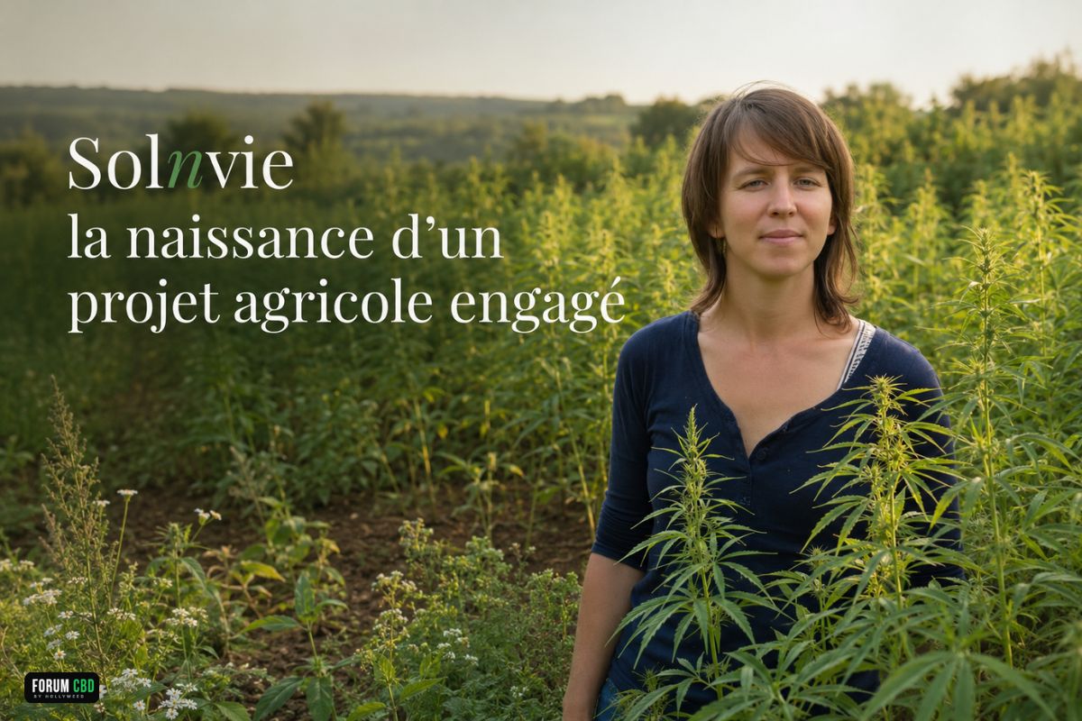 Solène, fondatrice de SolnVie, dans son champ de chanvre bio en France pour présenter la naissance de son projet agricole engagé.