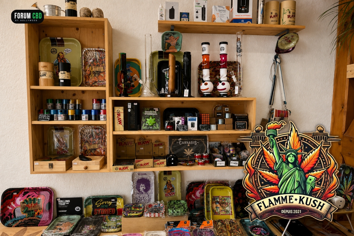 Intérieur de la boutique Flamme Kush située au 27 rue Kléber à Colmar