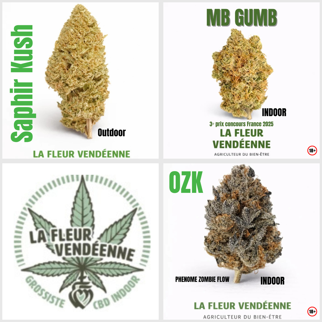 apercu de trois produits et du logo de la fleur vendeenne