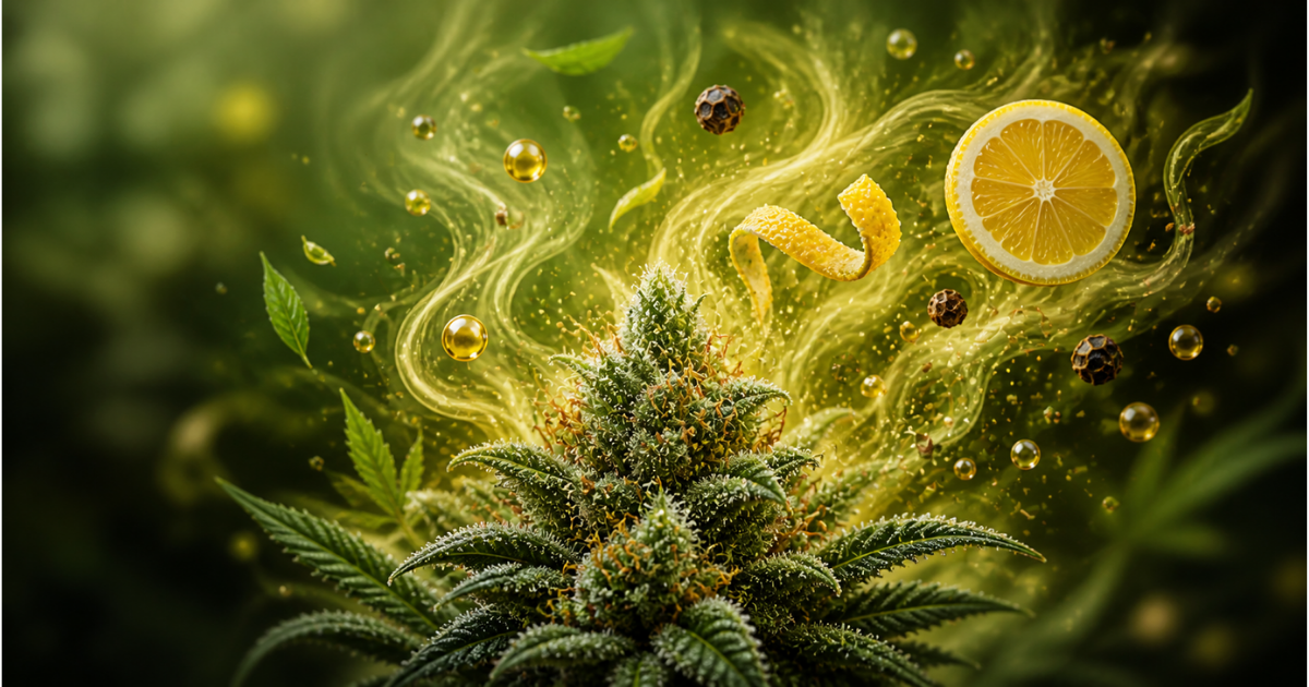 terpènes cbd illustration fleur cannabis arômes citron épicé