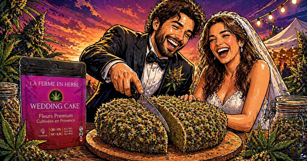wedding cake cbd ferme en herbe illustration mariage space cake fleur cbd