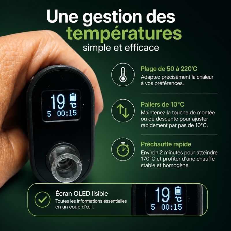 reglage temperature vaporisateur weha katalyzer ecran oled cbd